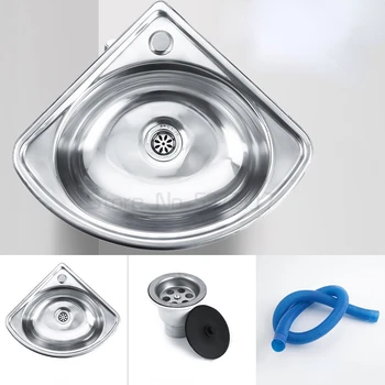 Триъгълна мивка за измиване на лицето от неръждаема стомана, дебела малка мивка, кът, стенни, с един резервоар, ъглова мивка за баня mx4101030
