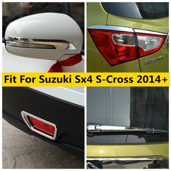 Хромирана Задна Броня Противотуманная Фаровете Лампа, Огледало за Обратно виждане Ивица на Чистачките Тампон За Suzuki SX4 S-cross 2014-2021 Аксесоари Екстериор