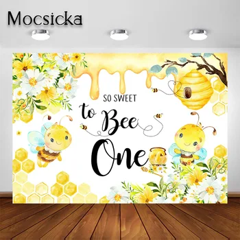 Mocsicka Медоносная Пчела Тема 1-ия Рожден Ден на Фона Bumblebee Рожден Ден Украси Снимка Фон Първи Рожден Ден Парти